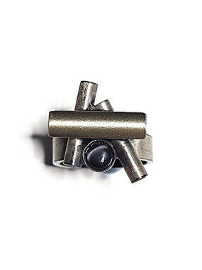 Christophe Poly modernist pewter & Cat's Eye ring